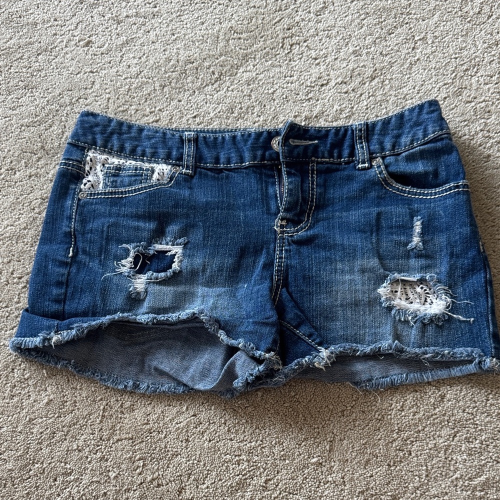 Maurices Blue Distressed Jean Shorts